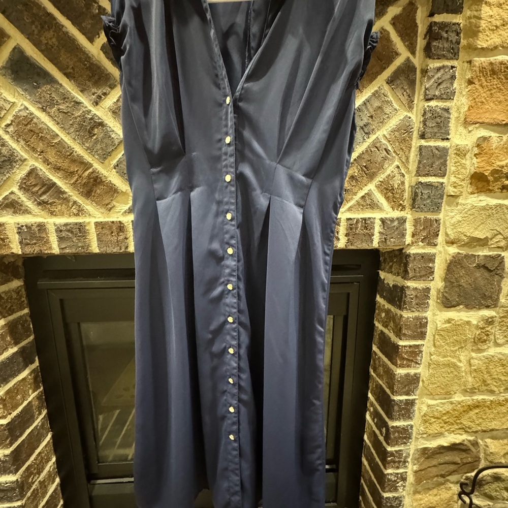 Umgee Navy Button-Down Midi Dress